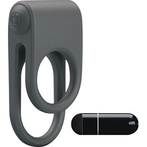  Серое эрекционное кольцо с вибрацией Julie 