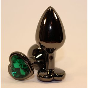  Чёрная пробка с зеленым сердцем-кристаллом 7 см 