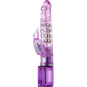  Фиолетовый хай-тек вибратор High-Tech fantasy с бусинами и отростком 27,2 см 