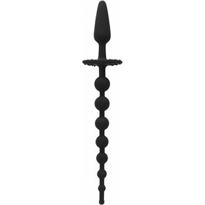  Чёрная анальная елочка с рукоятью в виде пробки No.54 Butt Plug with Anal Chain 