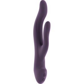 Фиолетовый вибратор Keira с клиторальным отростком 21,3 см 