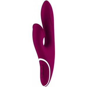  Фиолетовый вибратор HIKY Rabbit с клиторальным отростком с функцией всасывания 23 см 