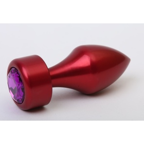  Красная анальная пробка с фиолетовым кристаллом 7,8 см 