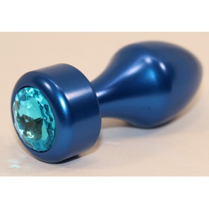  Синяя анальная пробка с голубым кристаллом 7,8 см 