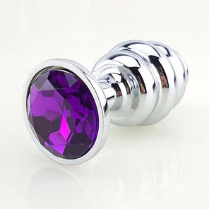  Серебристая рифлёная пробка с фиолетовым кристаллом 9 см 