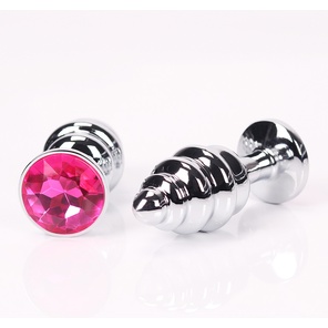  Серебристая рифленая пробка с красным кристаллом 9 см 