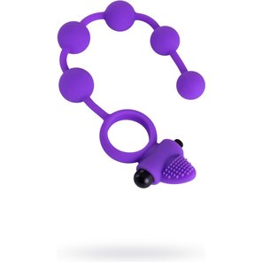  Фиолетовое эрекционное виброкольцо Posedon с анальной цепочкой 