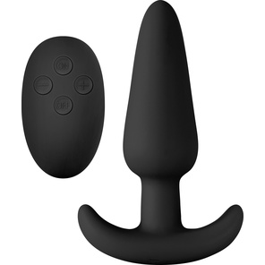  Чёрная анальная вибропробка с пультом ДУ Renegade Rumble Wireless Plug 10 см 