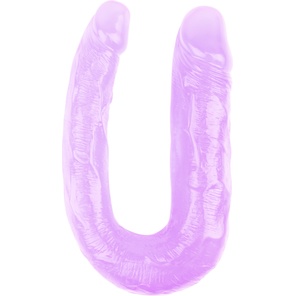  Фиолетовый двусторонний фаллоимитатор Hi-Rubber 34 см 