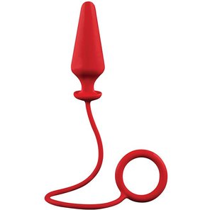  Красное эрекционное кольцо с анальной пробкой MENZSTUFF 4INCH SINGLE RING ANAL PLUG 