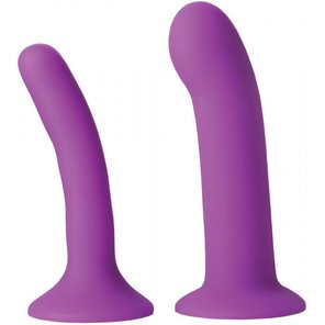  Набор из 2 фиолетовых насадок для пояса харнесс Incurve Silicone G-spot Duo Dildo Set 
