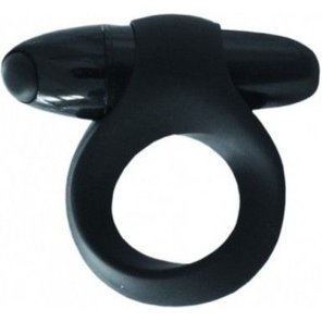  Чёрное эрекционное кольцо с виброэлементом MOJO BATEAU 