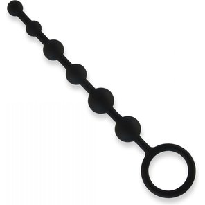  Чёрная анальная цепочка из 6 шариков 21 см 