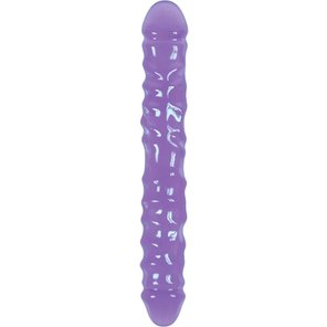  Фиолетовый двусторонний фаллоимитатор Double Dong Ripple 30 см 