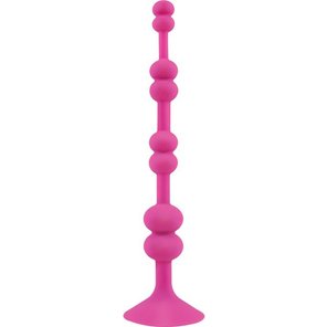  Розовая анальная цепочка с присоской PERLES DASPIRE 22 см 
