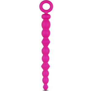  Розовая анальная цепочка-елочка SILICONE BEADS 24,6 см 