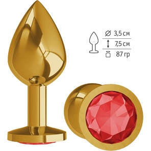 Золотистая средняя пробка с красным кристаллом 8,5 см 