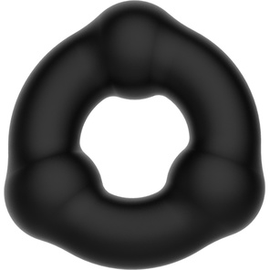  Черное эрекционное кольцо с 3 шариками 