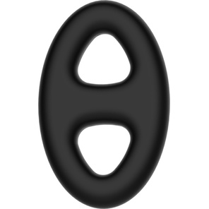  Чёрное эрекционное кольцо с петлёй для мошонки 