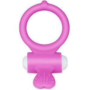  Розовое виброкольцо для пениса Power Heart Clit Cockring 
