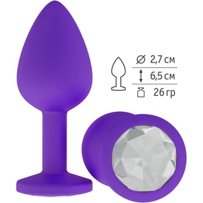  Фиолетовая силиконовая пробка с прозрачным кристаллом 7,3 см 