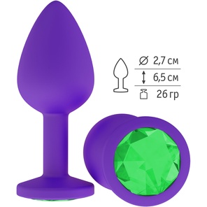  Фиолетовая силиконовая пробка с зеленым кристаллом 7,3 см. 