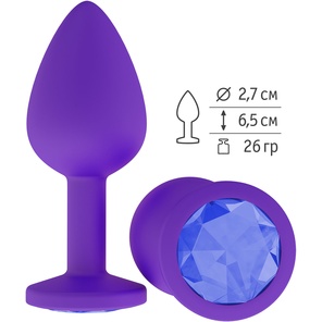  Фиолетовая силиконовая пробка с синим кристаллом 7,3 см 
