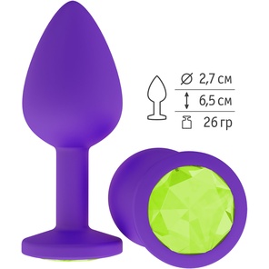  Фиолетовая силиконовая пробка с лаймовым кристаллом 7,3 см 