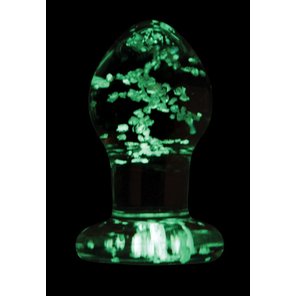  Прозрачная, светящаяся в темноте анальная пробка Glass Plug Small 6,3 см 