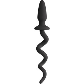  Черная анальная пробка с хвостом-спиралью Oinkz 