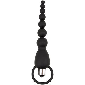  Чёрная анальная цепочка с вибрацией Sex Expert 15,5 см 