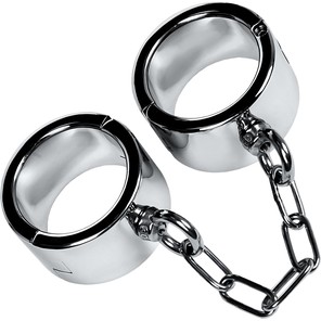  Серебристые широкие наручники Metal 