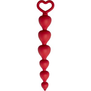  Бордовая анальная цепочка Heart Ray 17,5 см 