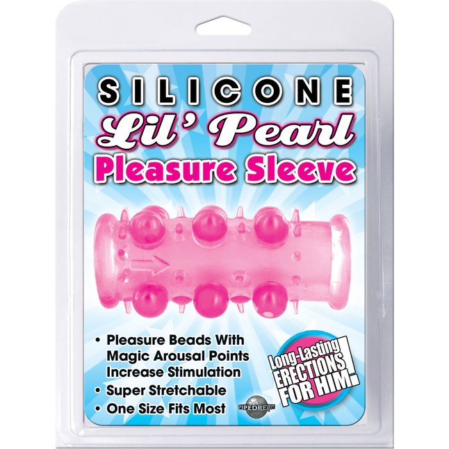 Эластичная насадка с бусинками Silicone Lil Pearl Pleasure Sleeve - Pipedream Products. Фотография 2.
