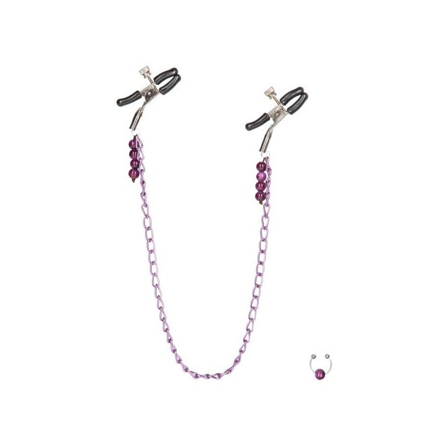 Фиолетовая цепь с зажимами на соски Purple Chain Nipple Clamps - Nipple Play