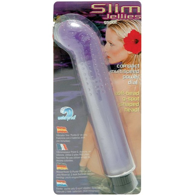 Водонепроницаемый фиолетовый массажер G-точки SLIM JELLY G-SPOT VIBRATOR - 15,2 см. Фотография 3.