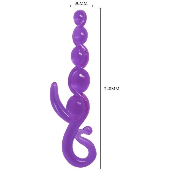 Фиолетовый анальный стимулятор-цепочка - 22 см. Фотография 3.