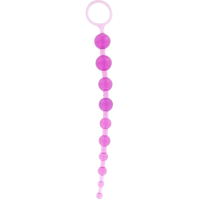 Фиолетовая анальная цепочка с ручкой-кольцом - 25 см - Basics