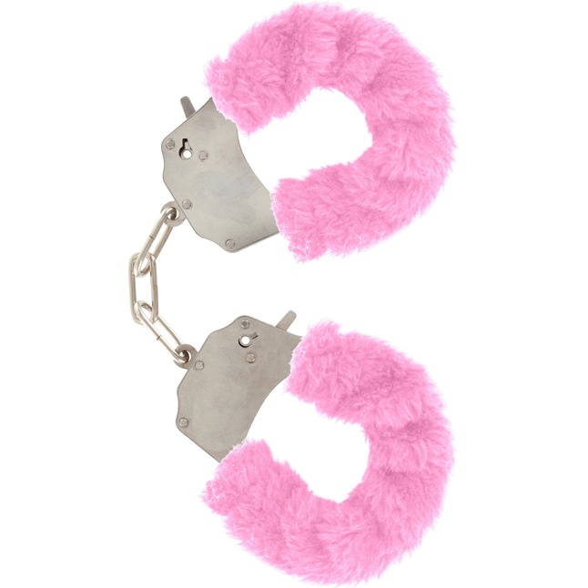 Розовые меховые наручники с ключами - Basics