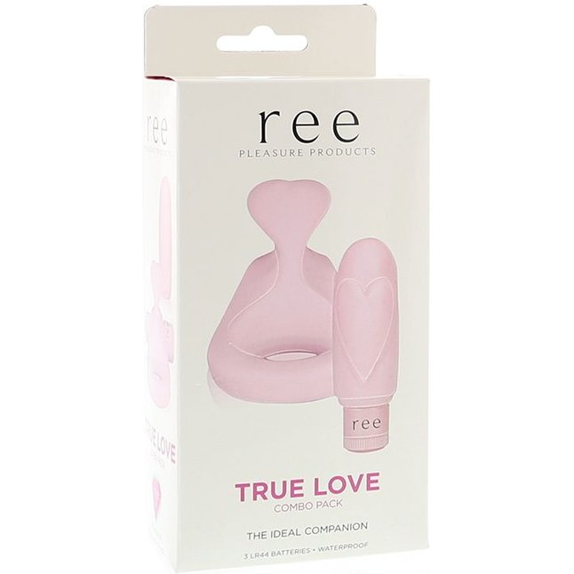 Многофункциональный розовый набор REE TRUE LOVE: вибропуля с насадкой и эрекционное кольцо. Фотография 2.
