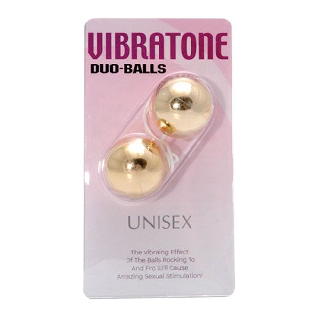 Шарики вагинальные золотые Vibratone dua-balls. Фотография 3.