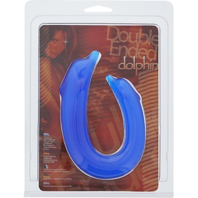 Двусторонний фаллоимитатор DOUBLE ENDED DOLPHIN CLEAR BLUE - 28,9 см. Фотография 2.