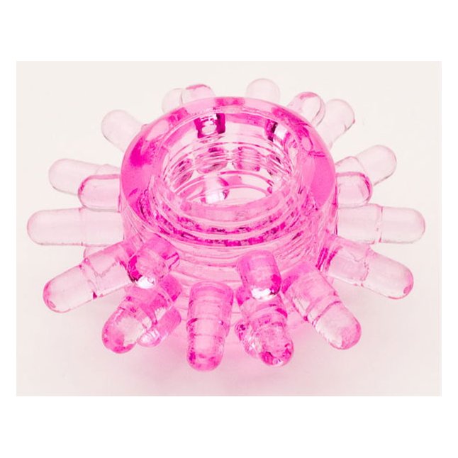 Розовое гелевое эрекционное кольцо с шипиками - Basic
