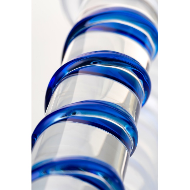 Фаллоимитатор из стекла с синей спиралью - 18 см - Sexus Glass. Фотография 5.