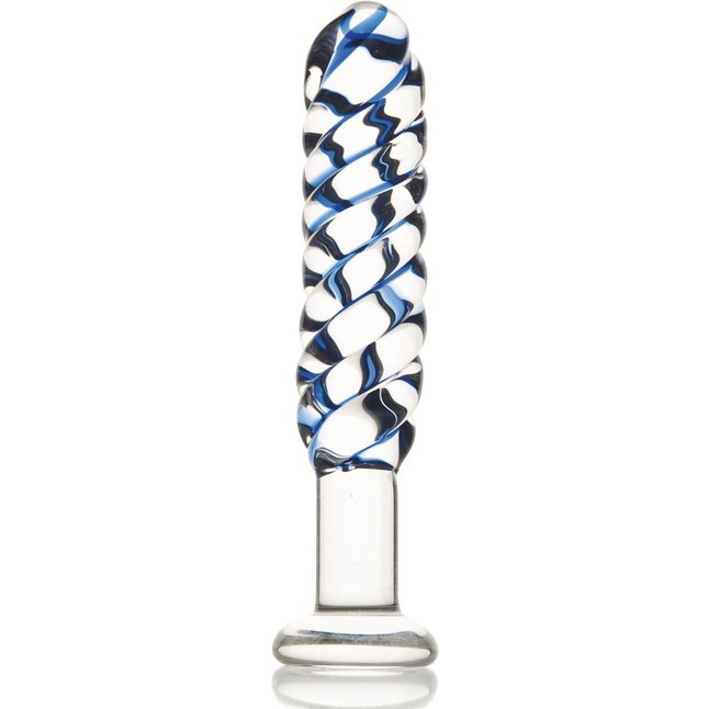 Стеклянный фаллос со спиралью - 16 см - Sexus Glass
