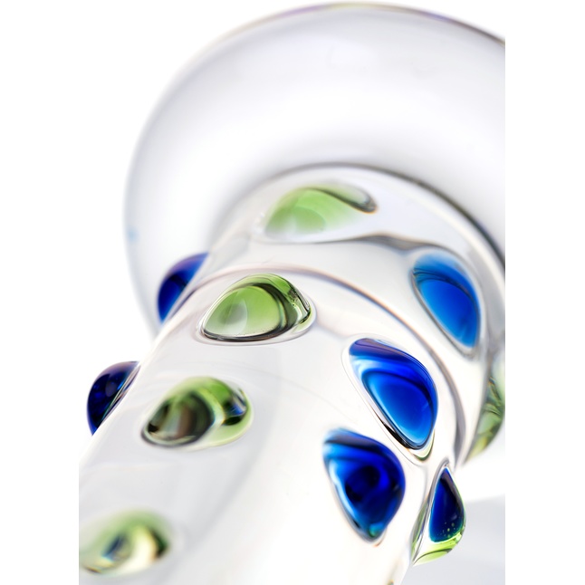 Стеклянный фаллос с цветными бусинами - 18 см - Sexus Glass. Фотография 5.