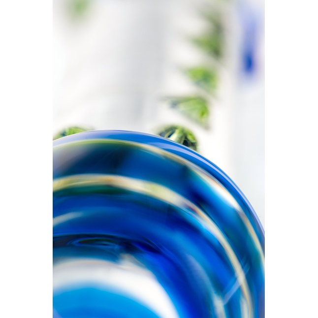 Стеклянный фаллос с цветными бусинами - 18 см - Sexus Glass. Фотография 6.