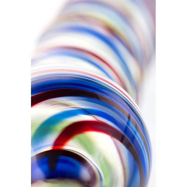 Стеклянный фаллос с разноцветными спиралями - 16,5 см - Sexus Glass. Фотография 5.