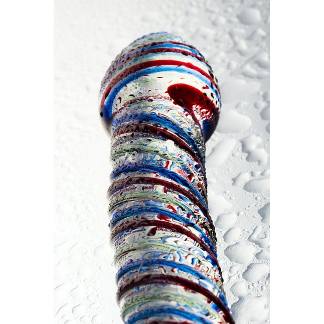 Стеклянный фаллос с разноцветными спиралями - 16,5 см - Sexus Glass. Фотография 6.
