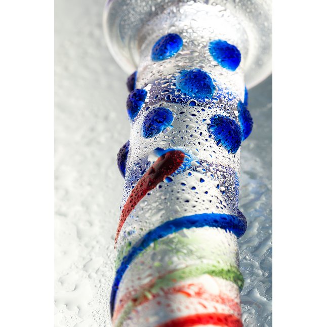 Стеклянный фаллос с различным рельефом - 18 см - Sexus Glass. Фотография 6.